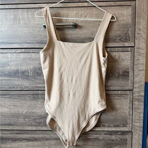 Old Navy Women's Tan Square-Neck Bodysuit